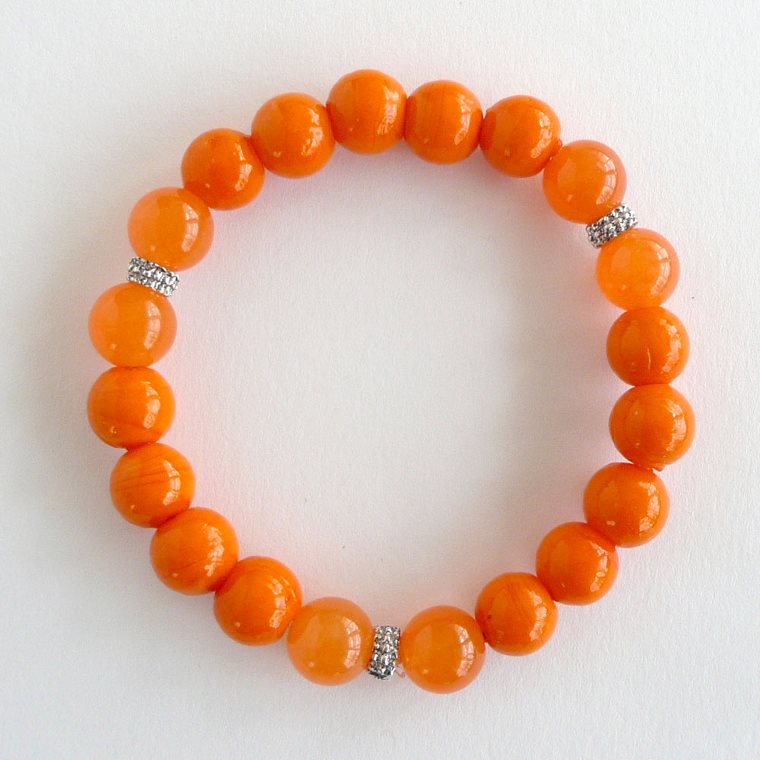 Armbånd med orange glas og jade - Pt Ikke på lager